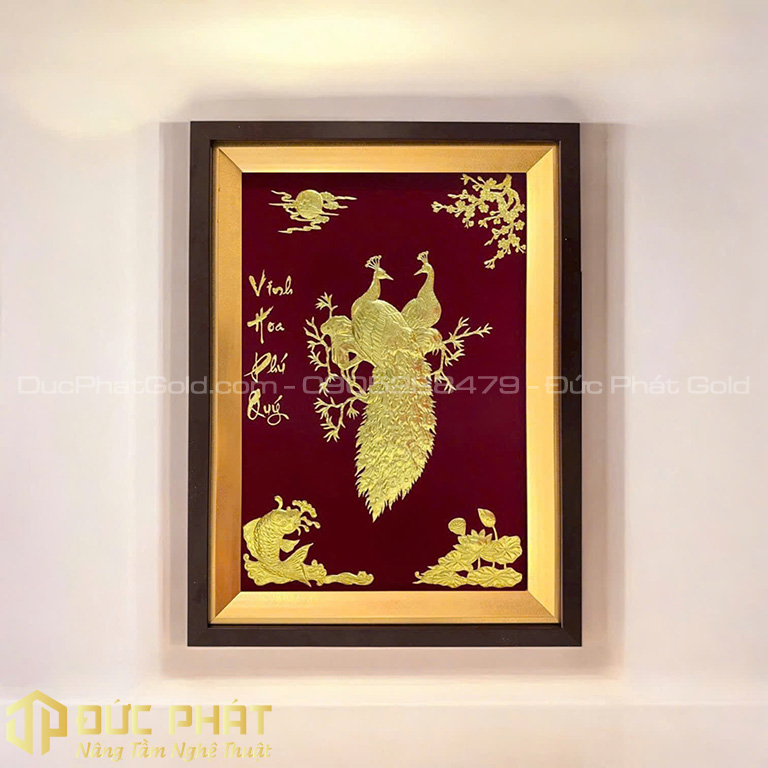 tranh đôi chim công sum vầy