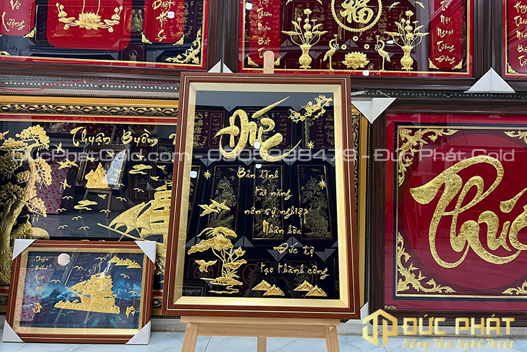 tranh chữ Đức dát vàng