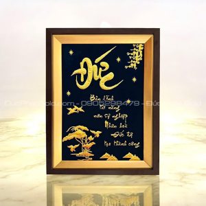 Tranh chữ Đức thư pháp dát vàng