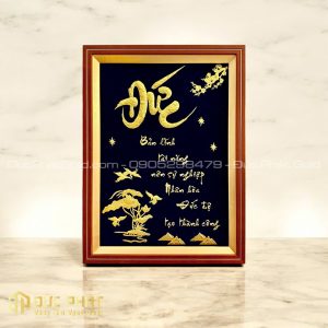 Tranh chữ Đức thư pháp dát vàng