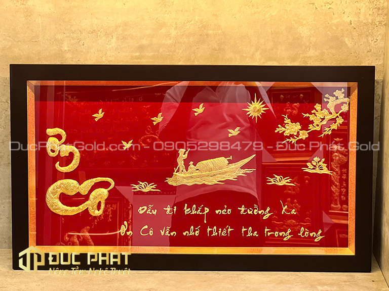 tranh chữ ơn cô dát vàng