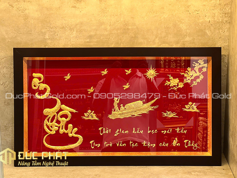 tranh chữ Ơn Thầy dát vàng