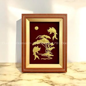 tranh lý ngư vọng minh nguyệt dát vàng