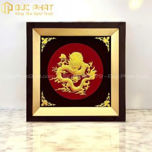 Tranh rồng Kim Long Khai Lộc dát vàng