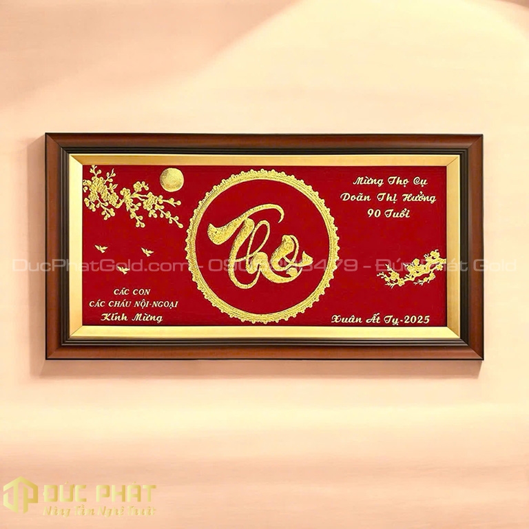 tranh mạ vàng mừng thọ tranh mạ vàng mừng thọ