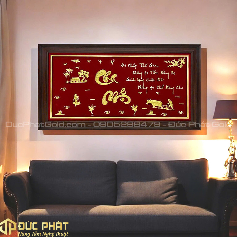 tranh chữ Cha Mẹ thư pháp