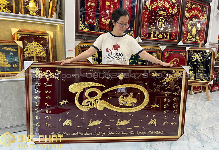 Tranh chữ Tâm - Lã Vọng Câu cá