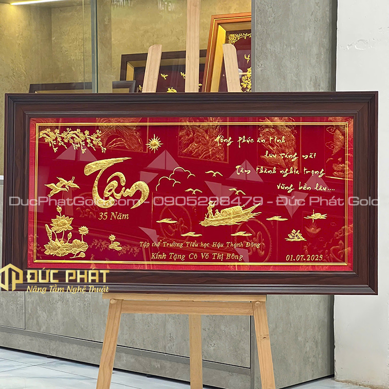 Tranh chữ Tâm "Người đưa đò" Tri ân giáo viên về hưu