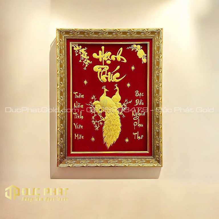 tranh đôi chim công hạnh phúc