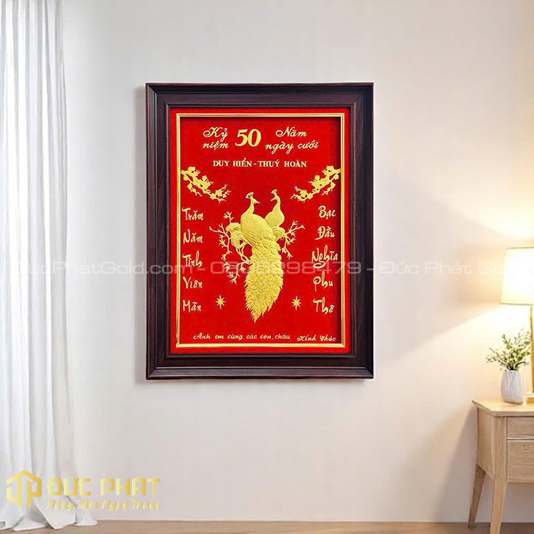 bức tranh đôi chim công viên mãn tặng 50 năm ngày cưới