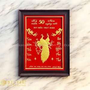 tranh chim công tặng kỷ niệm 50 năm ngày cưới