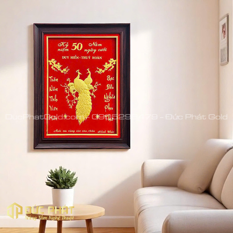 tranh chim công tặng kỷ niệm 50 năm ngày cưới