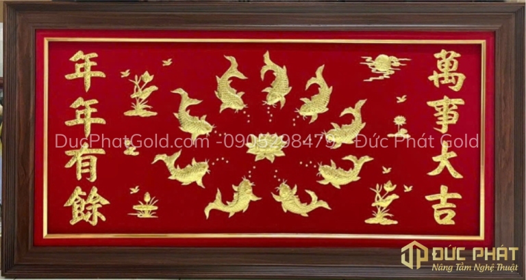 tranh cửu ngư quần hội 9 con cá chép
