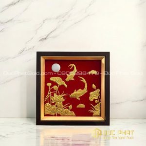 tranh cá chép hoa sen song ngư phú quý