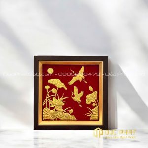 tranh sen hạc phú quý trường xuân