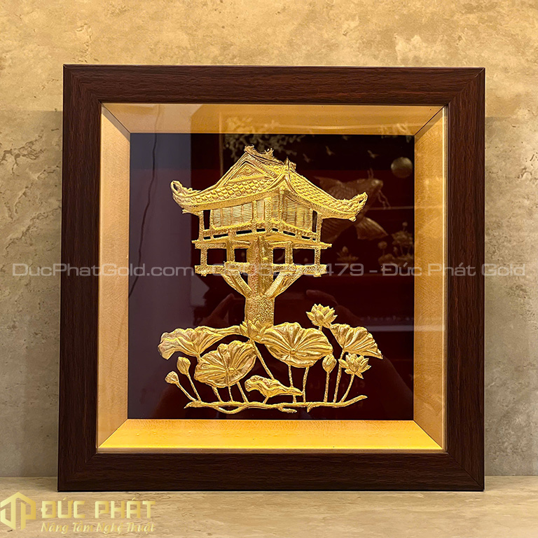 Tranh chùa Một Cột dát vàng