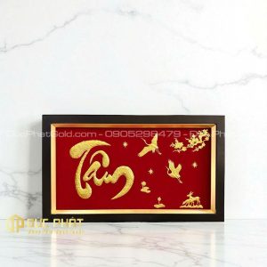 tranh chữ Tâm và đôi chim Hạc