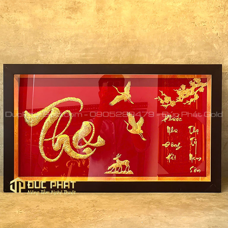 tranh chữ thọ dát vàng