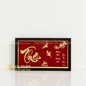 tranh chữ Thọ và đôi chim hạc