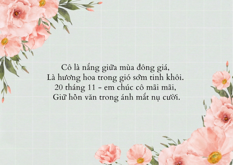 Lời chúc 20/11 cho cô giáo dạy văn hay Lời chúc 20/11 cho cô giáo dạy văn hay