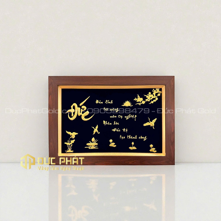 tranh chữ đức hoa sen chim hạc