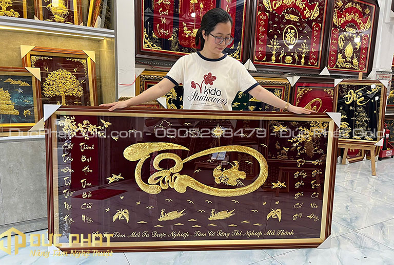 tranh chữ tâm mạ vàng