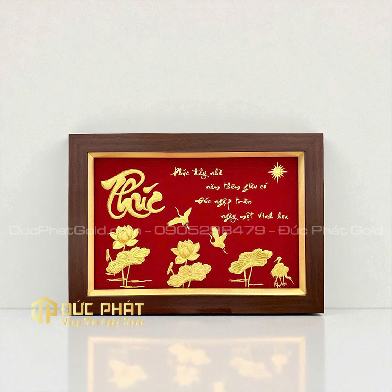 tranh hoa sen chữ Phúc