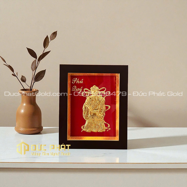 Tranh Thần Tài Phú Quý dát vàng Tranh Thần Tài Phú Quý dát vàng