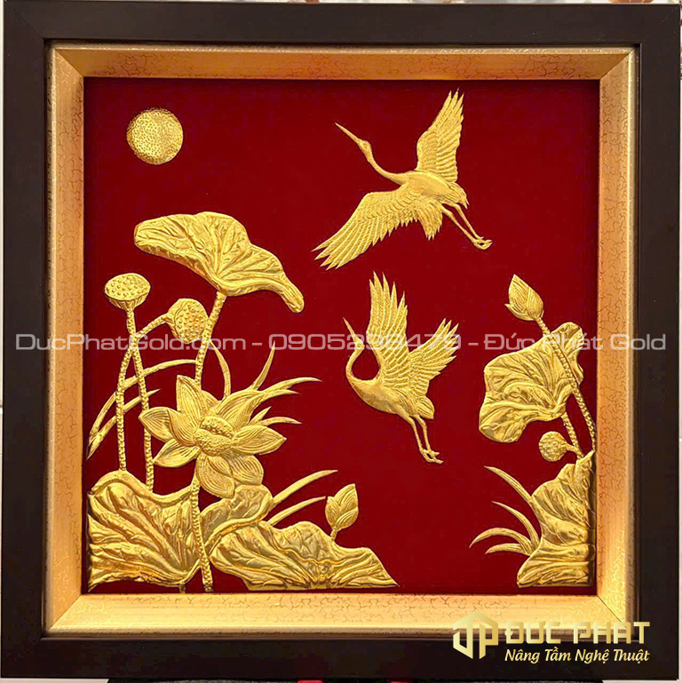 Tranh sen hạc Phú Quý Trường Xuân