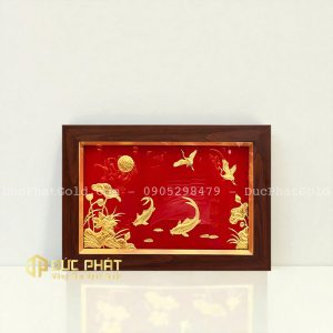 tranh cá chép hoa sen ngư hạc diên tường